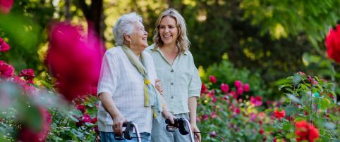 Companion Care Services Young lady accompanies the old woman