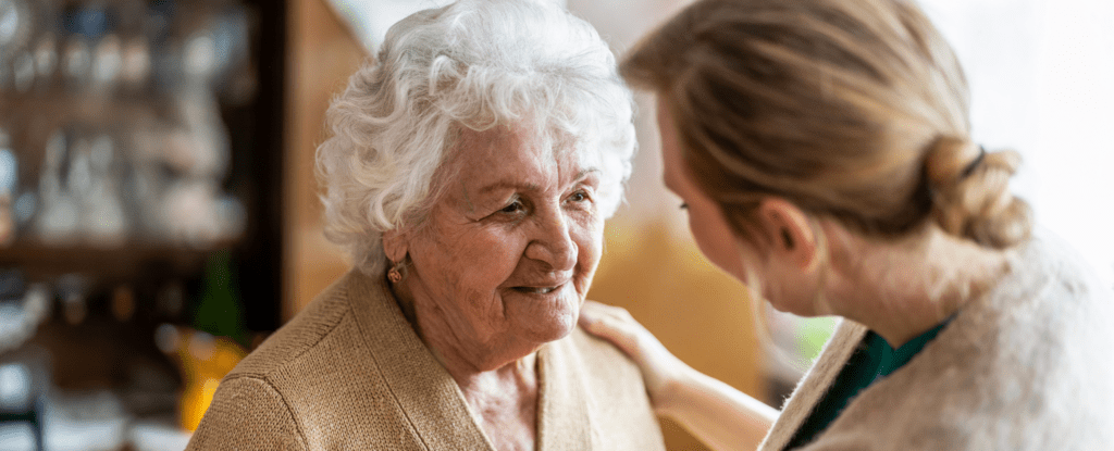Personal Care Services The women is giving motivation to the old woman